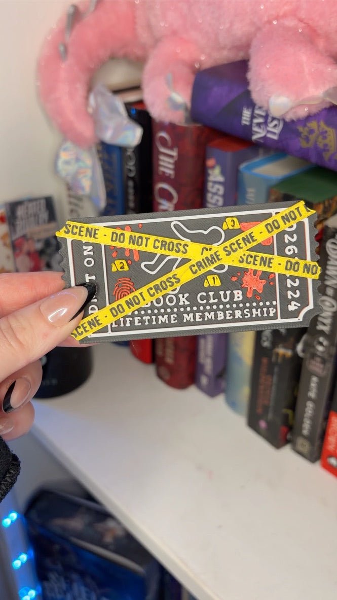 3D-Printed True Crime Book Club Shelf Ticket