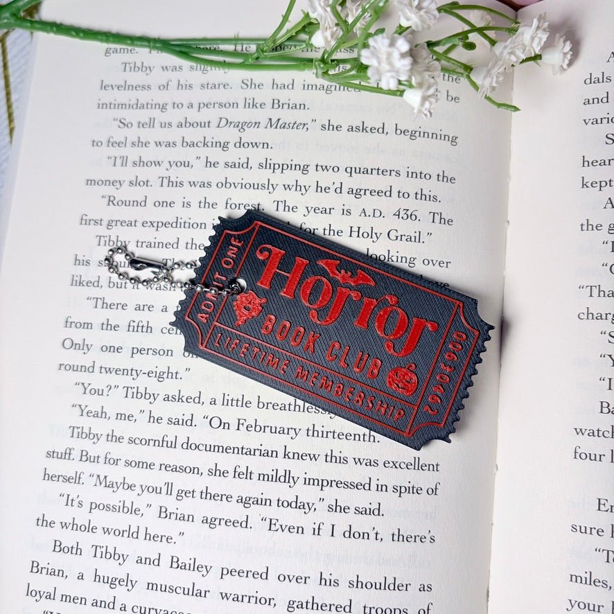 Horror Book Club 3D Printed Ticket Keychain