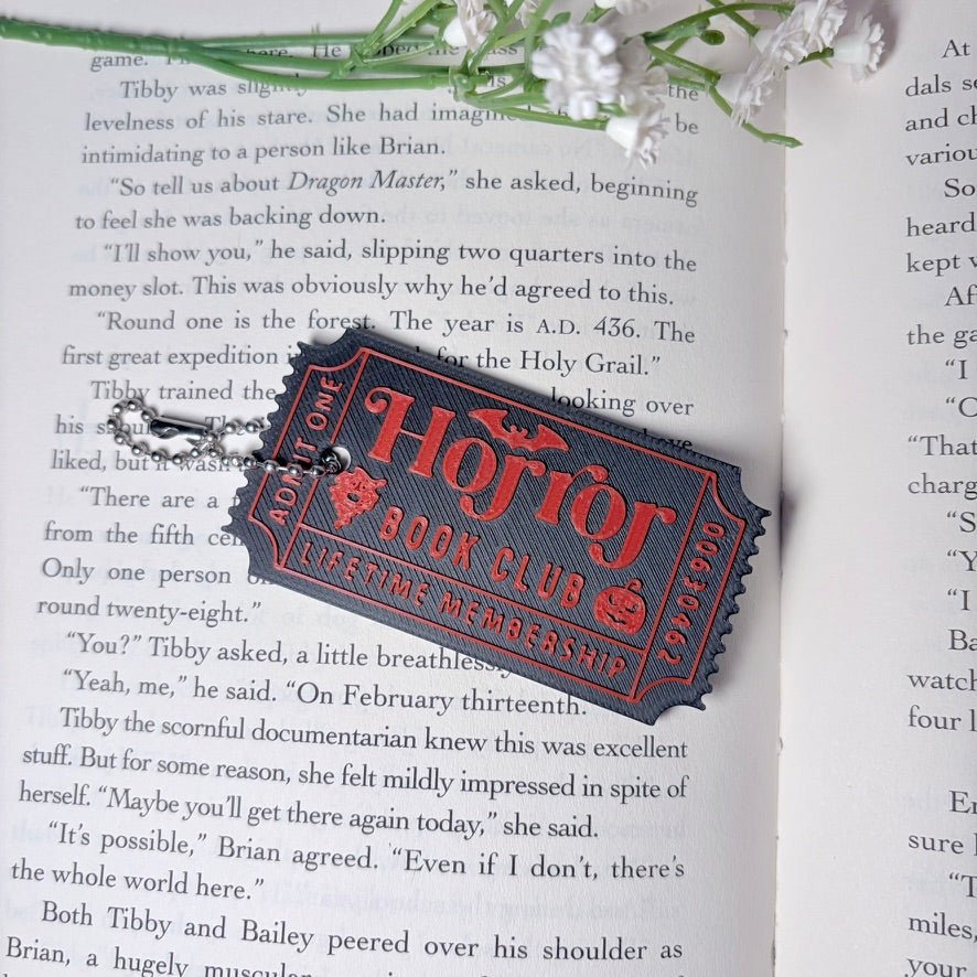 Horror Book Club 3D Printed Ticket Keychain
