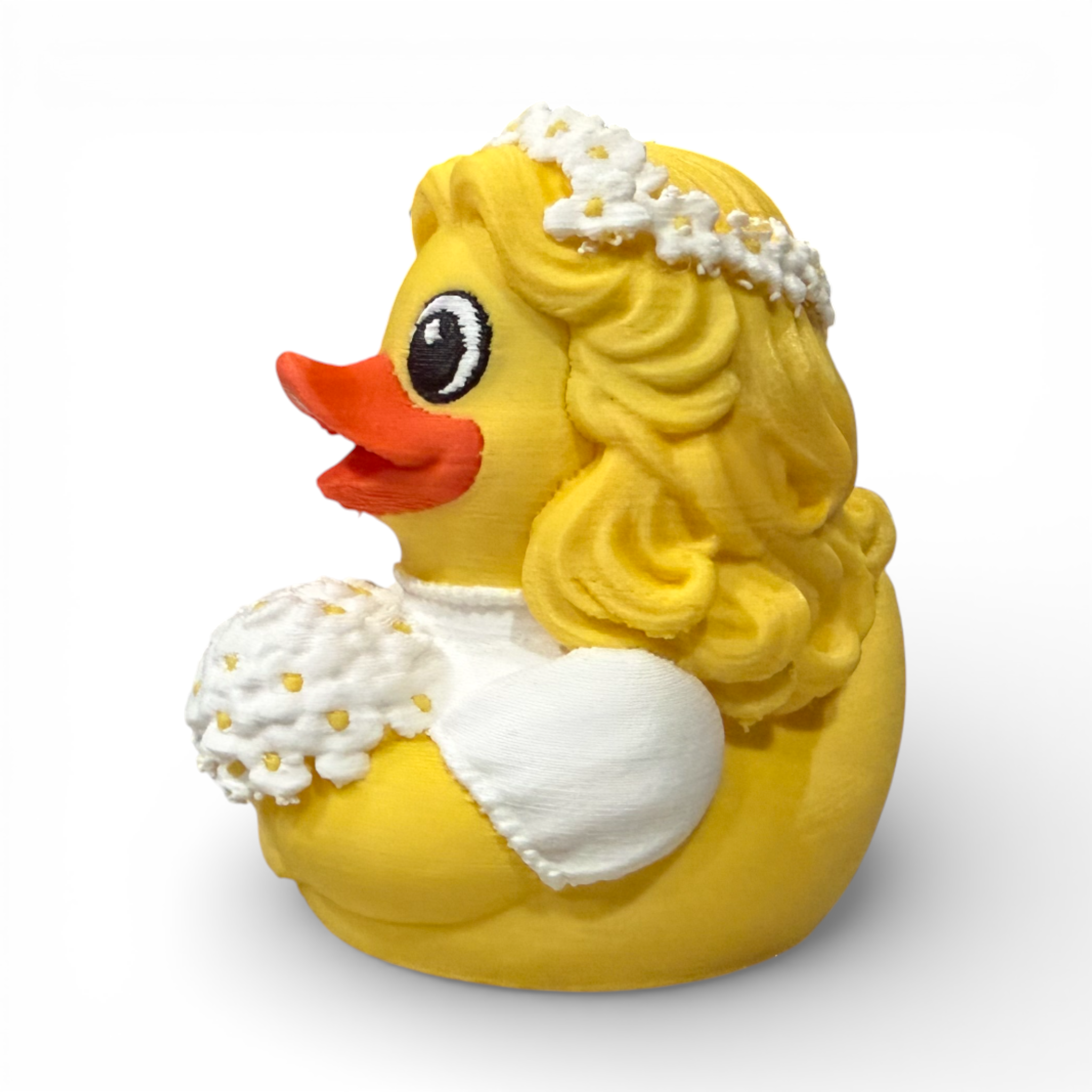 Bride Duck 3D Printed White PLA Based Duck for Wedding Adventures - 3D Printed