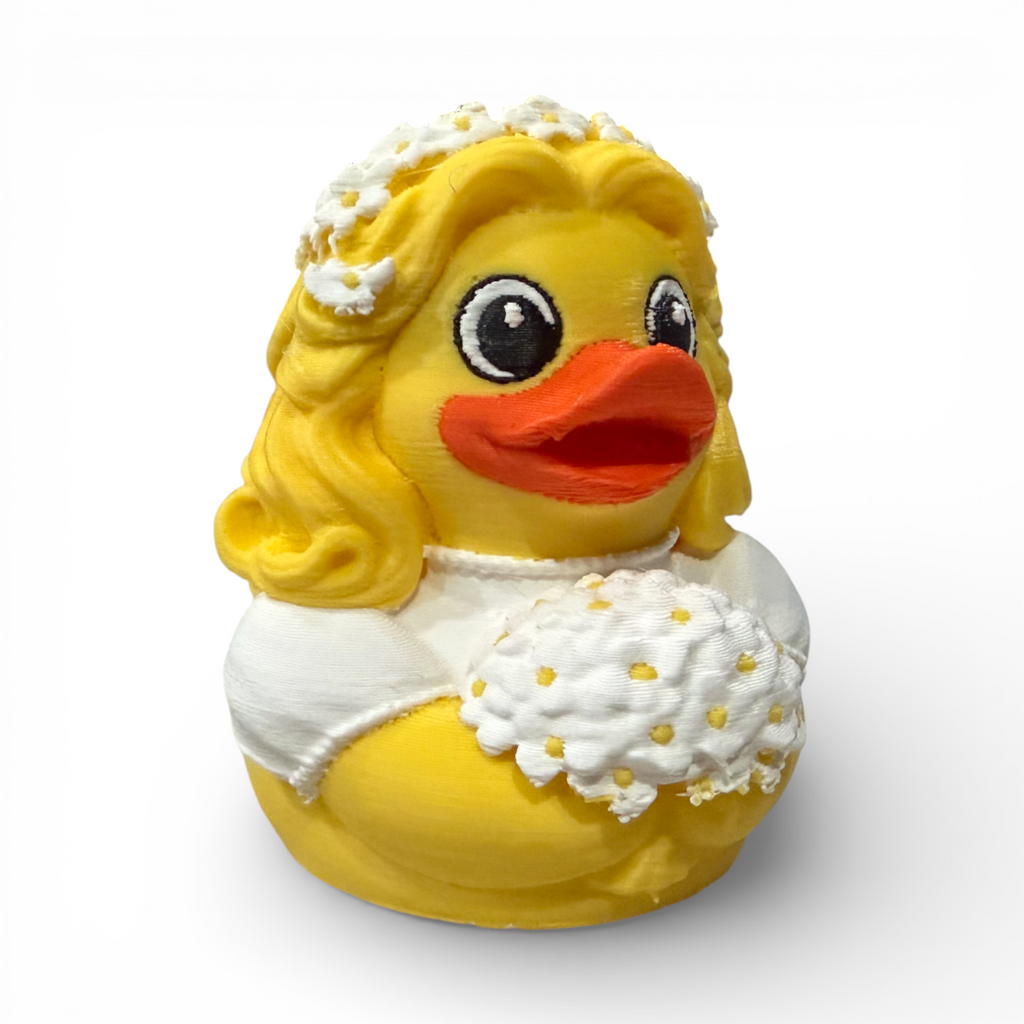 Bride Duck 3D Printed White PLA Based Duck for Wedding Adventures - 3D Printed