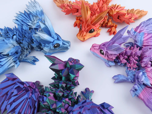 3D Printed Crystal Wing Hatchling Dragon
