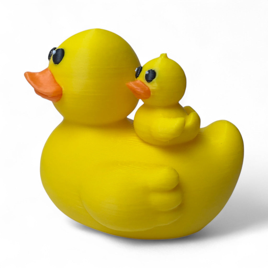 Mom Duck with Baby – 3D-Printed Duck Duo with Baby Riding on Her Back