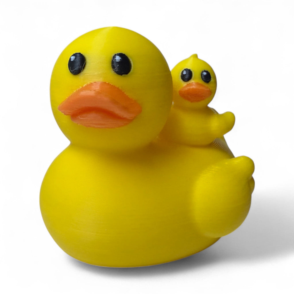 Mom Duck with Baby – 3D-Printed Duck Duo with Baby Riding on Her Back