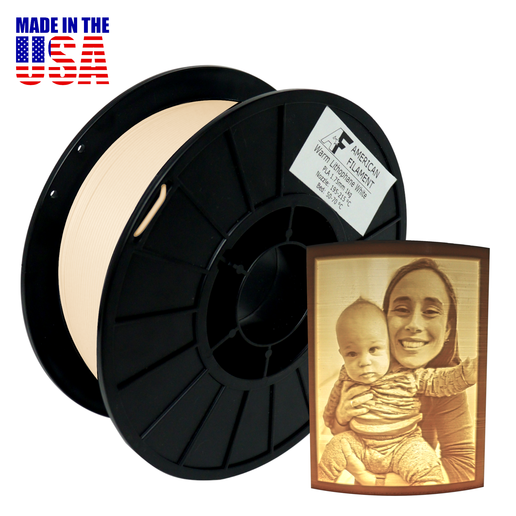 Warm Lithophane White AF 1.75mm PLA Filament for Lithophanes