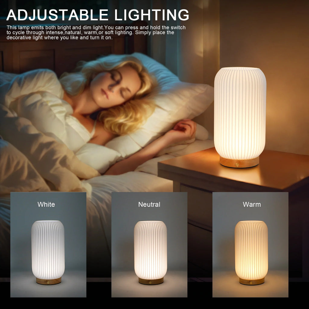 Rechargeable Ribbed Table Lamp