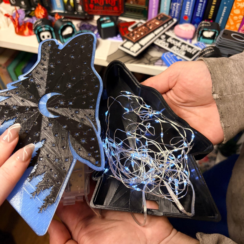 Celestial Wolf 3D Printed Light-Up Book Nook