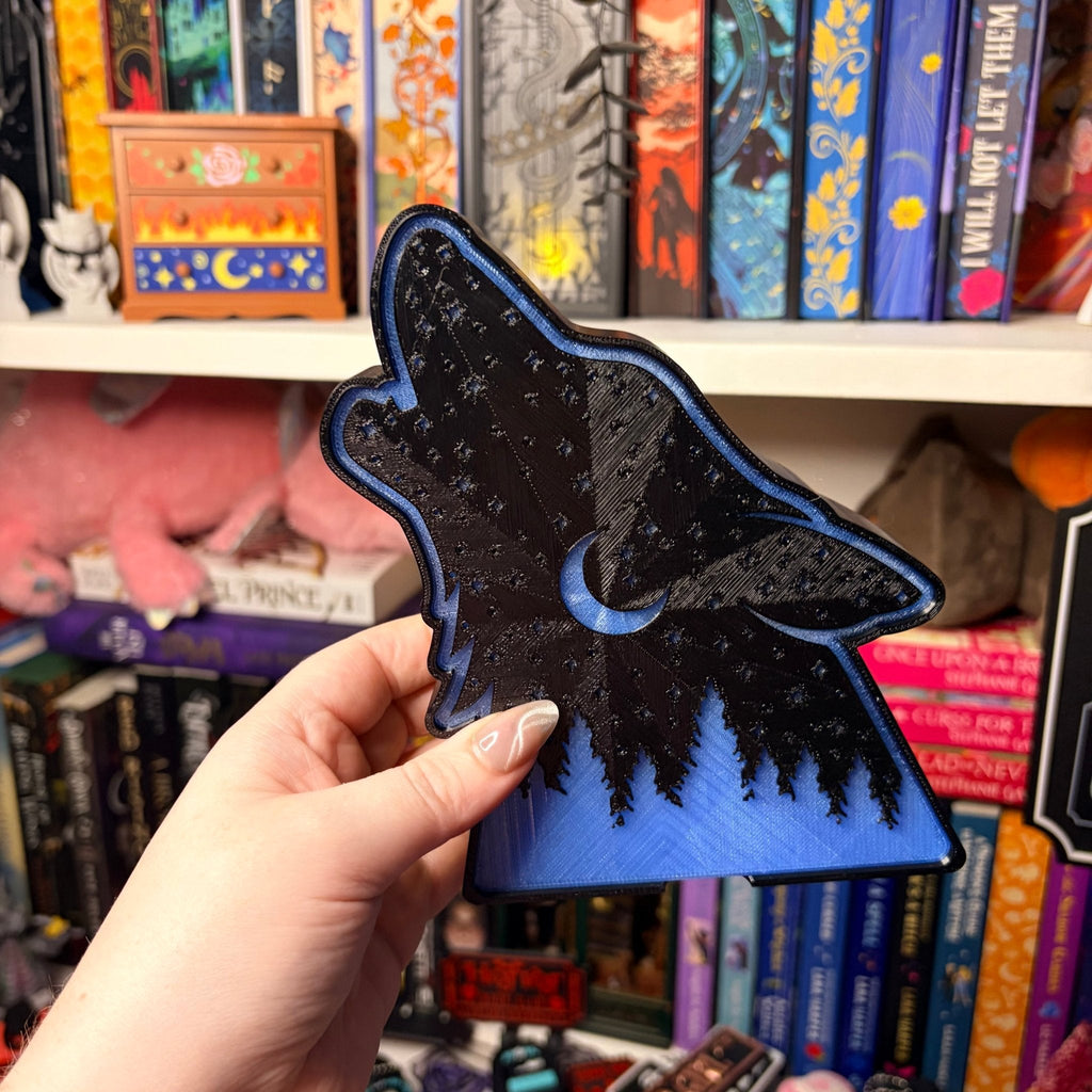Celestial Wolf 3D Printed Light-Up Book Nook