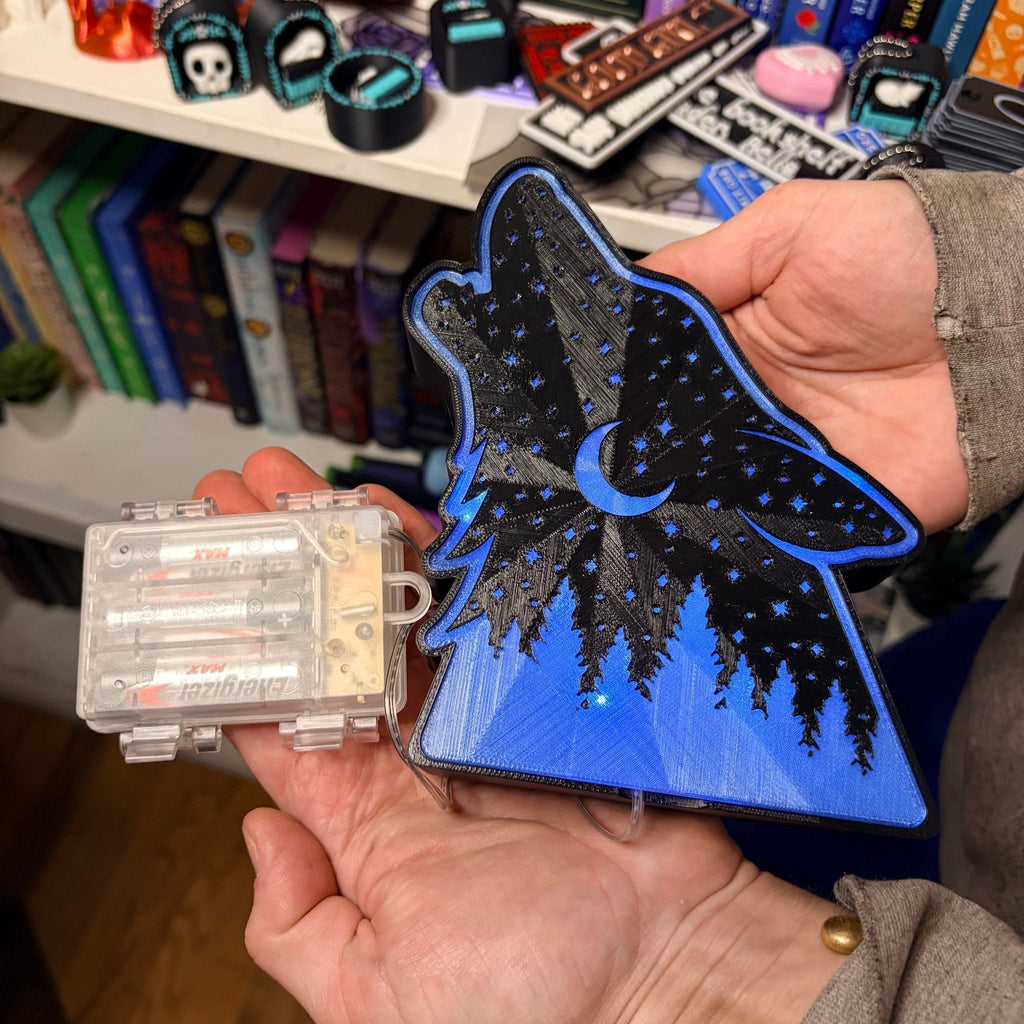 Celestial Wolf 3D Printed Light-Up Book Nook