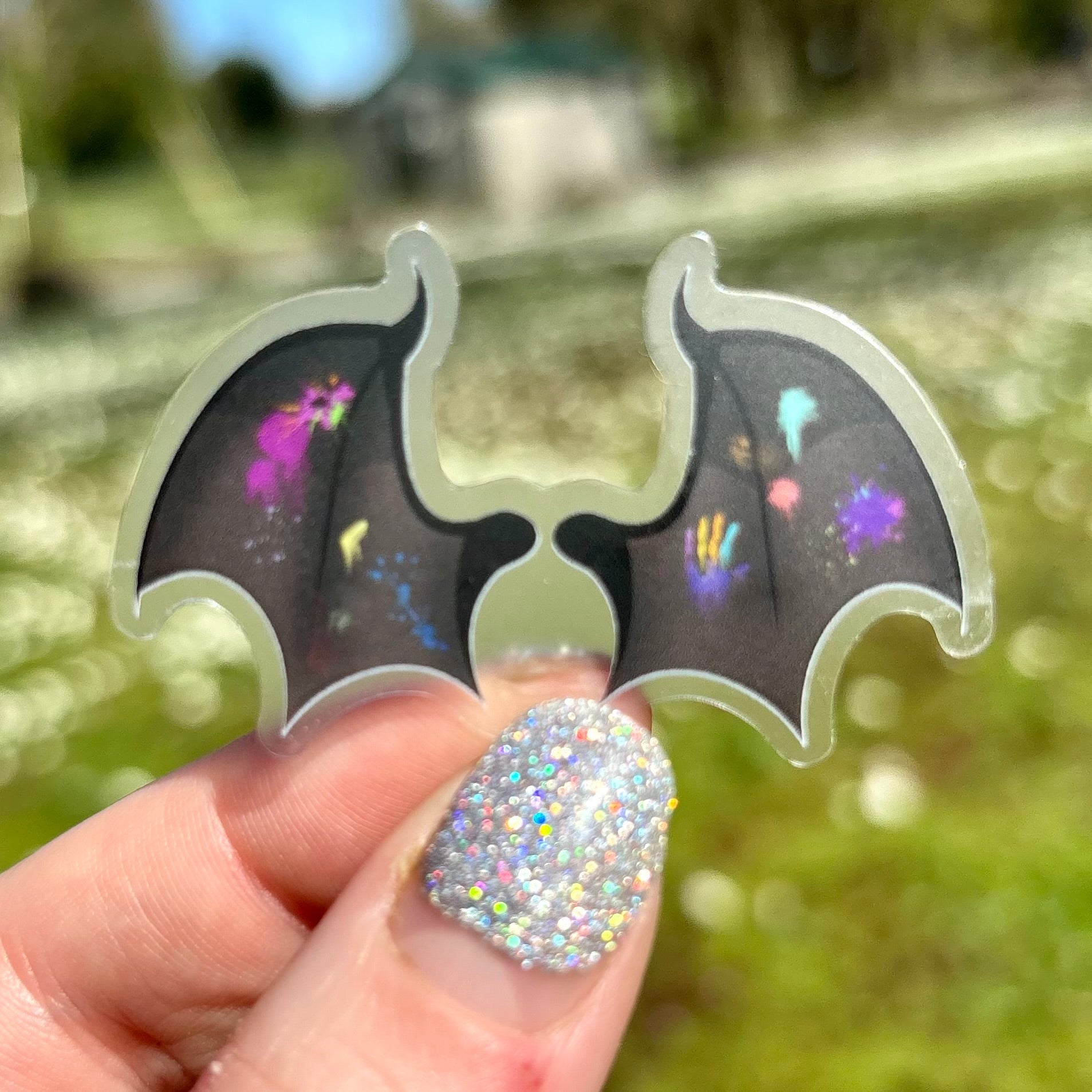 Clear Paint Splattered Wings 2-inch Sticker