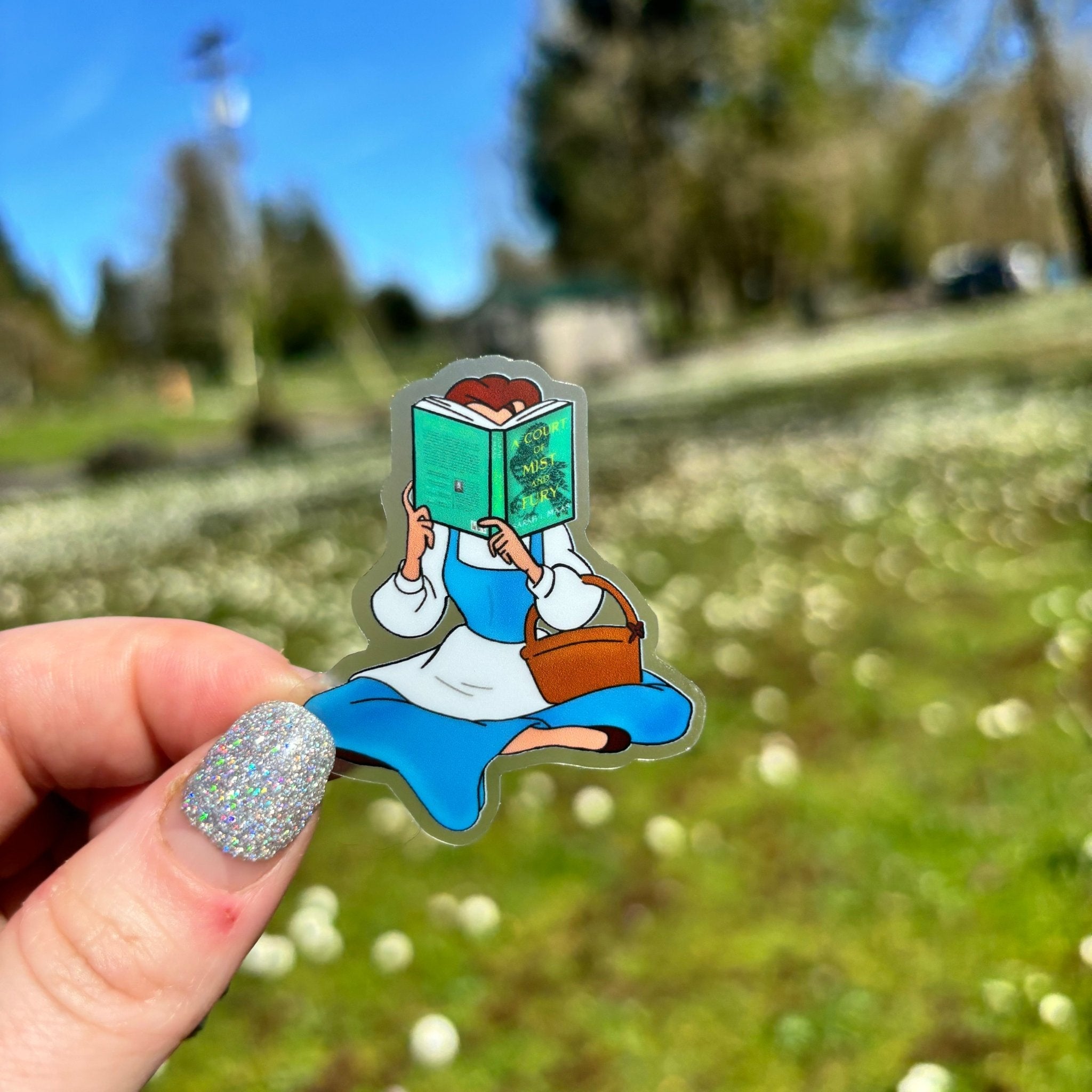 Clear Princess Reading A Court of Mist and Fury Sticker