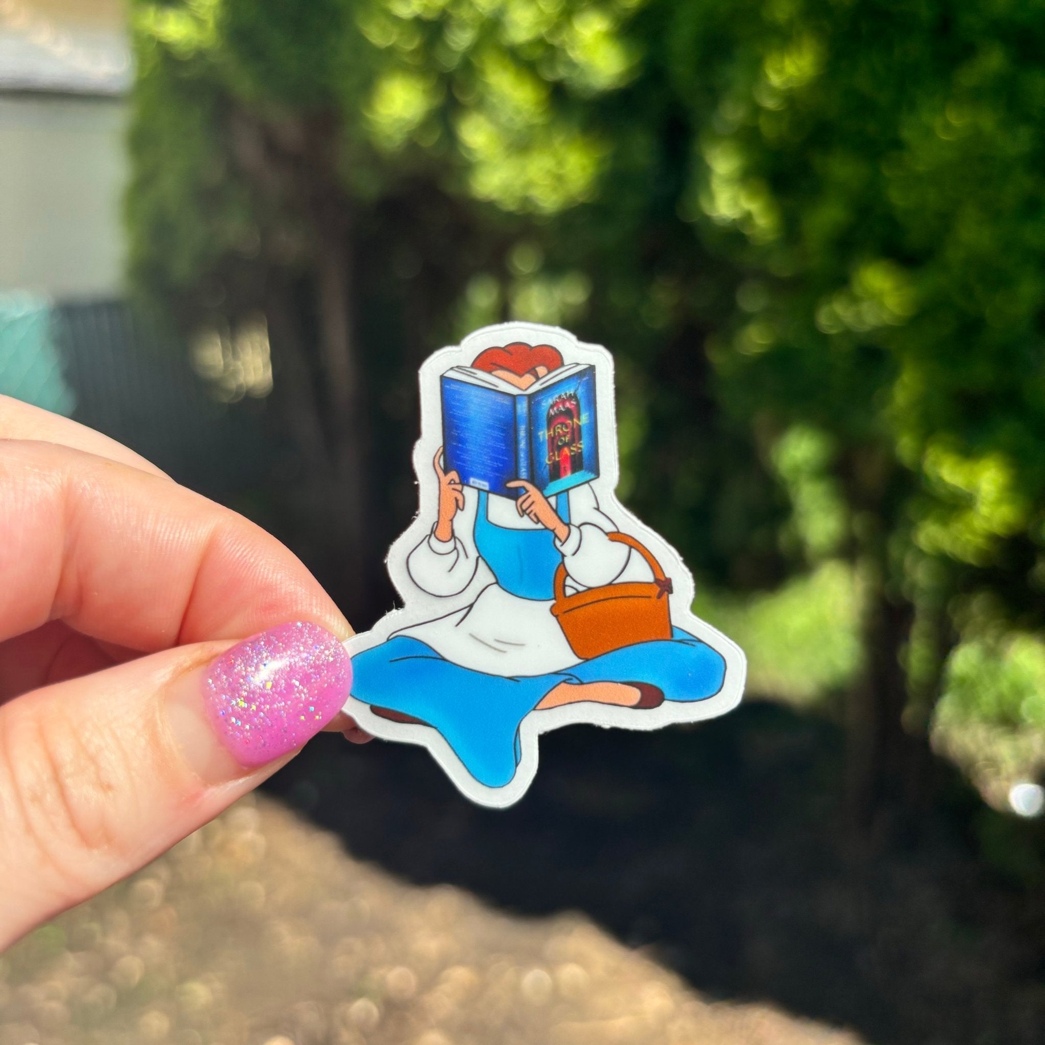 Clear Princess Reading Throne of Glass Sticker