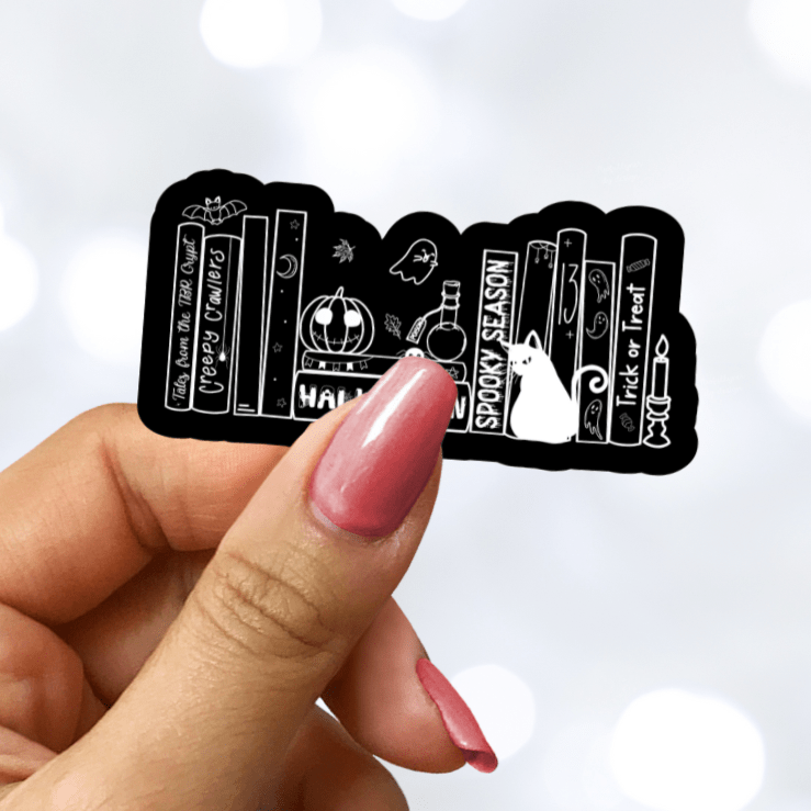 Halloween Season Bookshelf Black and White Sticker
