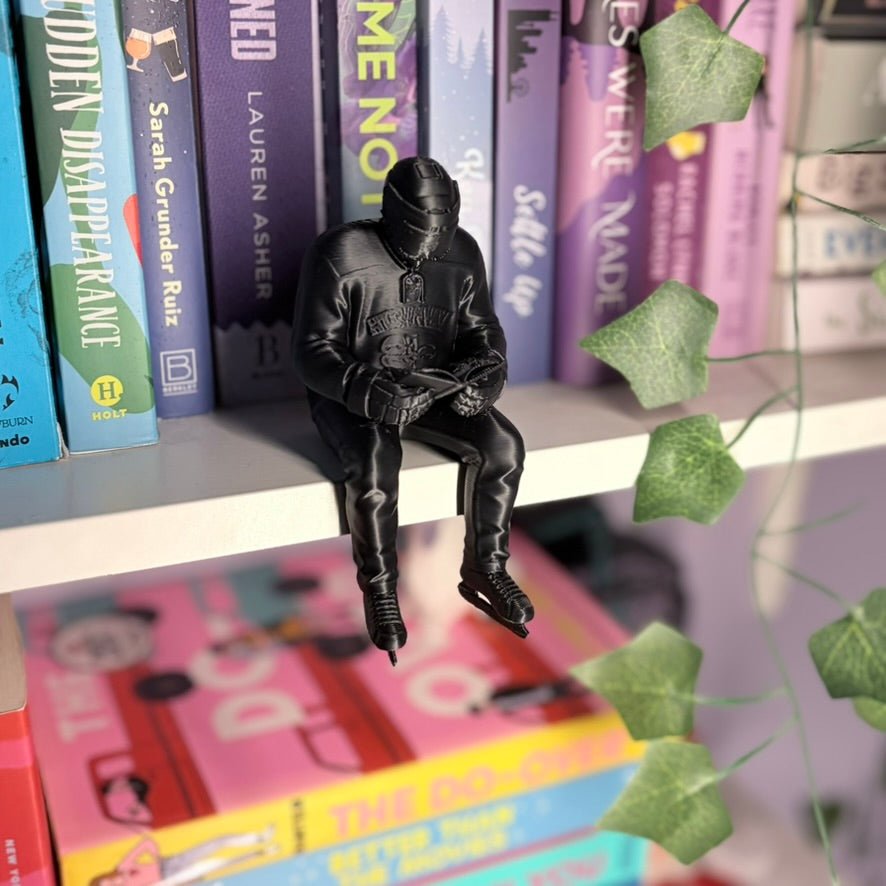3D Printed Hockey Player Reading Shelf Decor