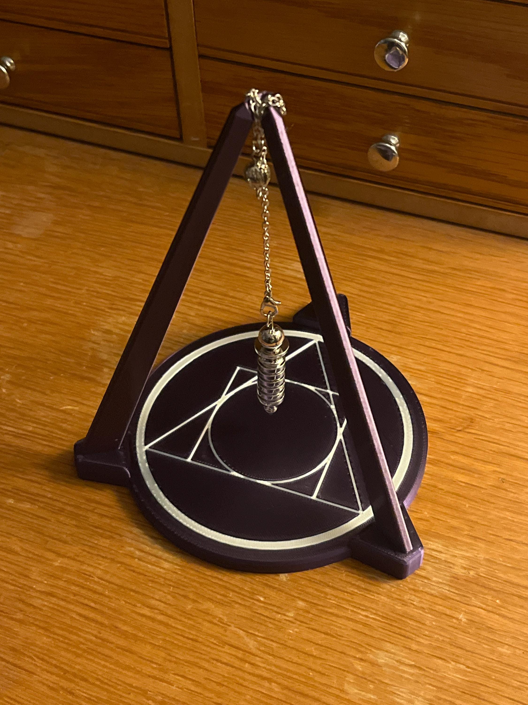 3D Printed Tripod Stand with Pendulum: Multicolor PLA Plastic