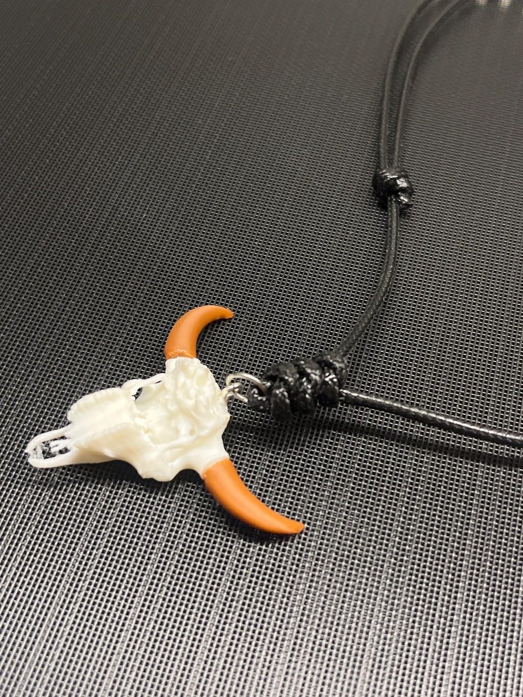 3D Printed Bison Skull Pendant: PLA Plastic Cord Necklace