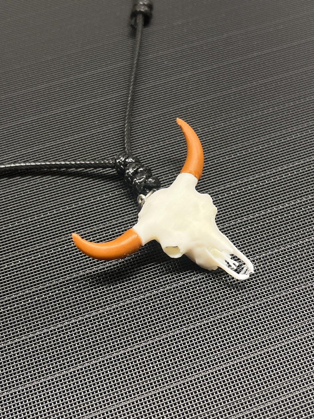 3D Printed Bison Skull Pendant: PLA Plastic Cord Necklace