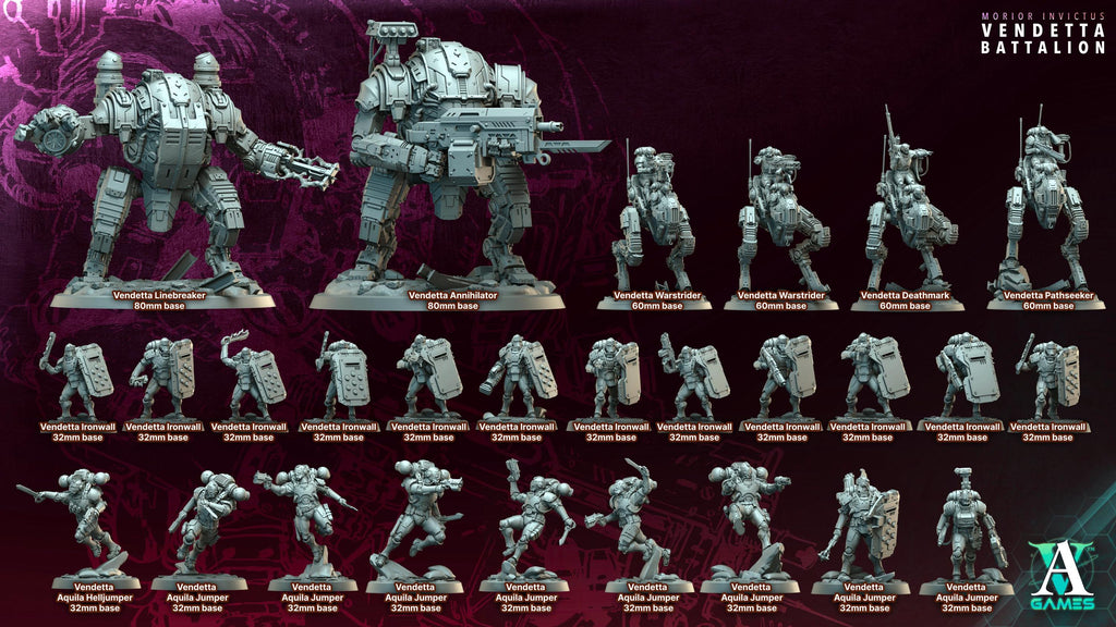 Vendetta Annihilator and Linebreaker Miniatures