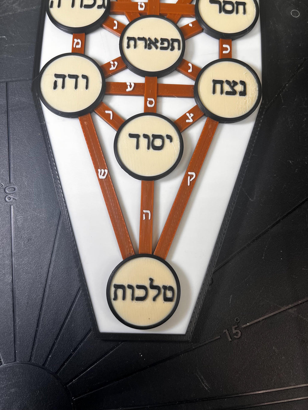 Kabbalah Tree of Life Wall Art - 3D Printed Sefirot Relief Decor