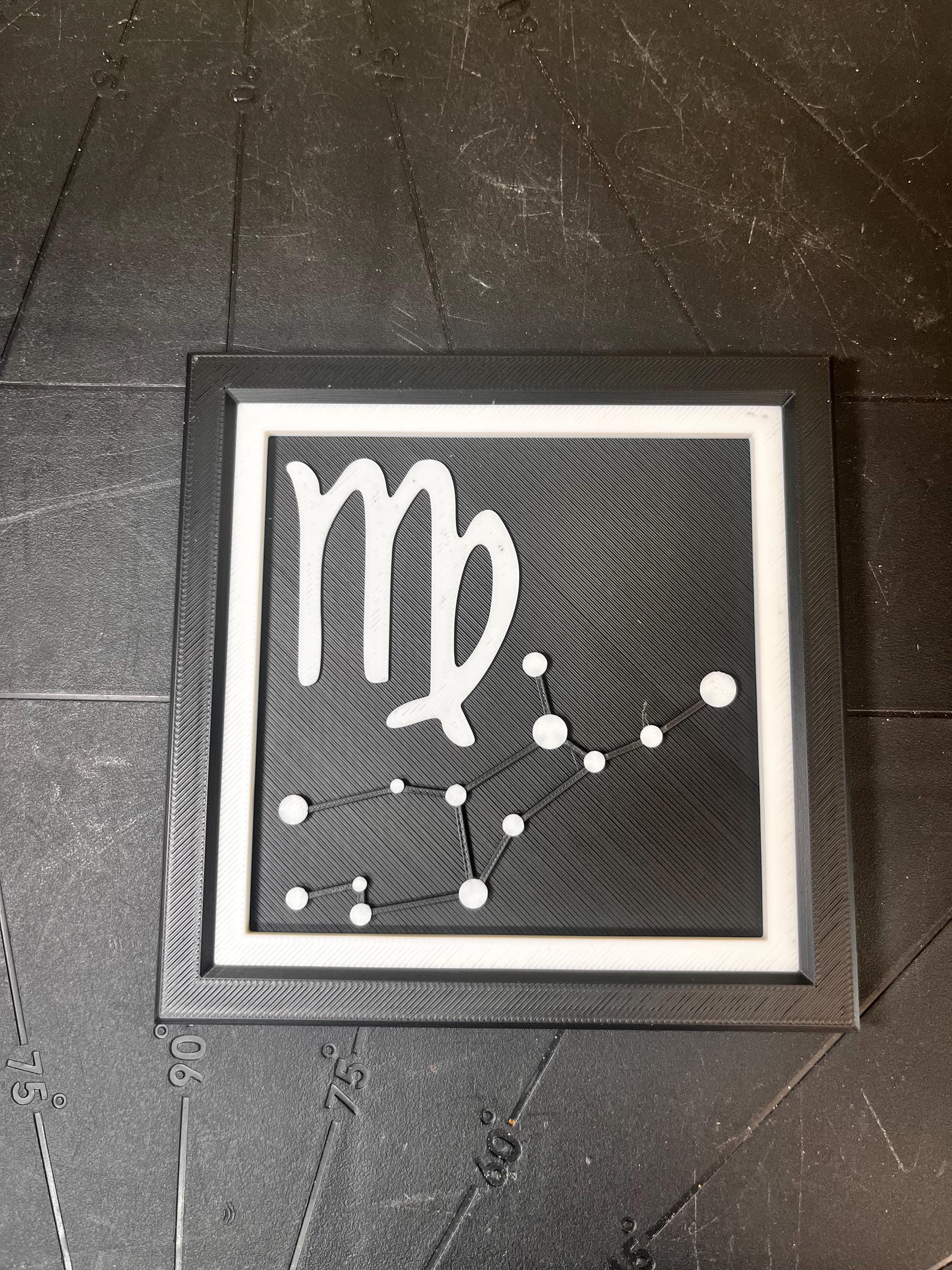 Virgo Constellation Wall Art - 3D Printed Zodiac Symbol Relief Decor