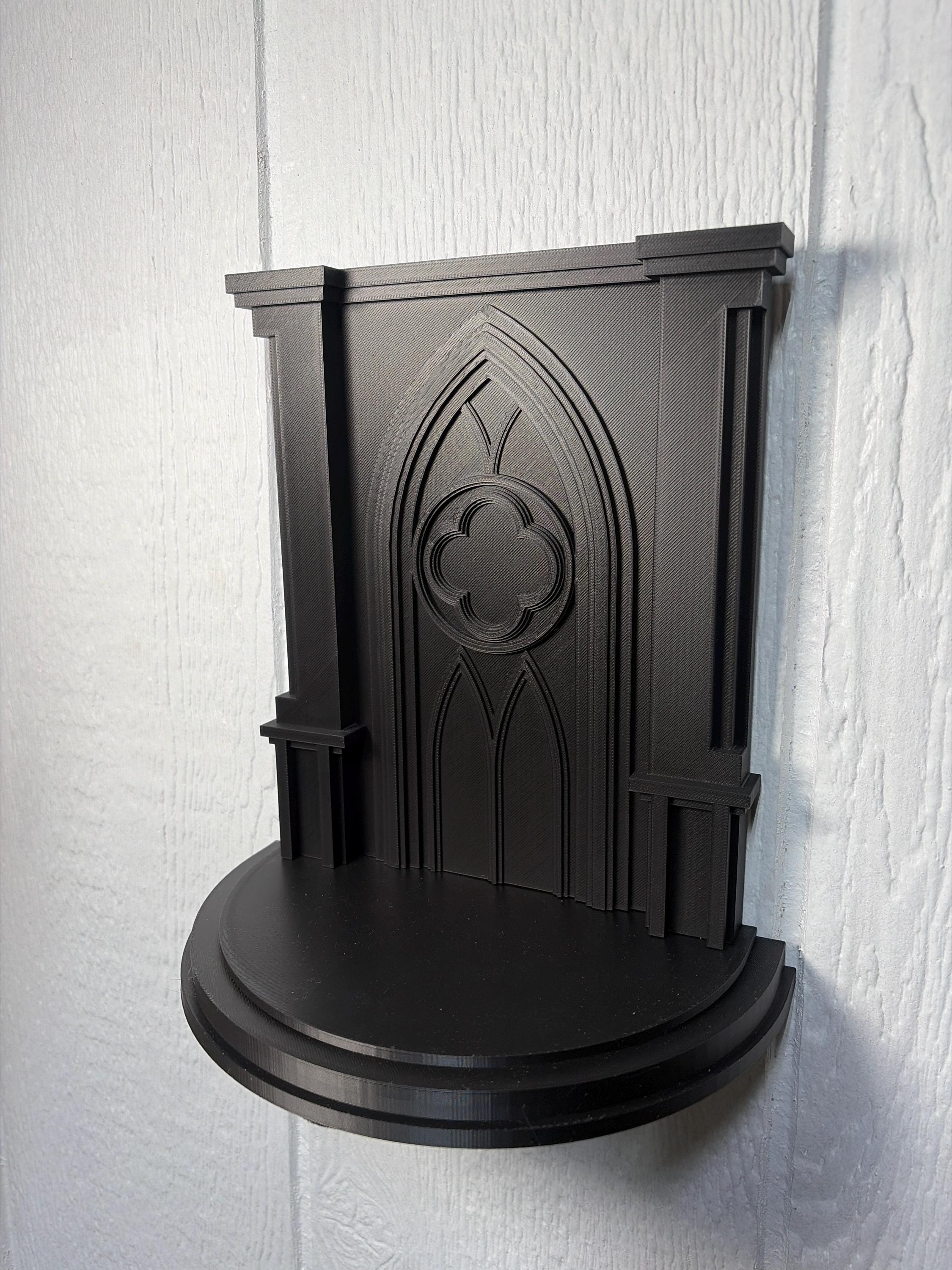 Gothic Altar and Ceremonial Shelf - 3D Printed Goth Relief Decor
