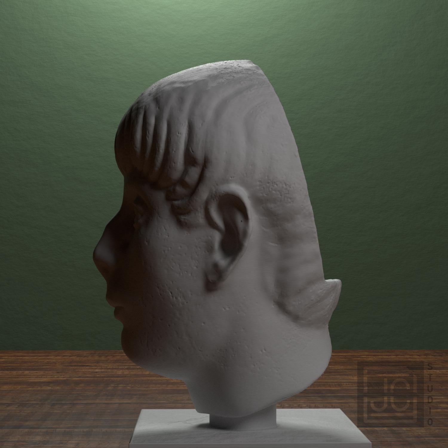 Young Man Head 3D Printed Museum Replica