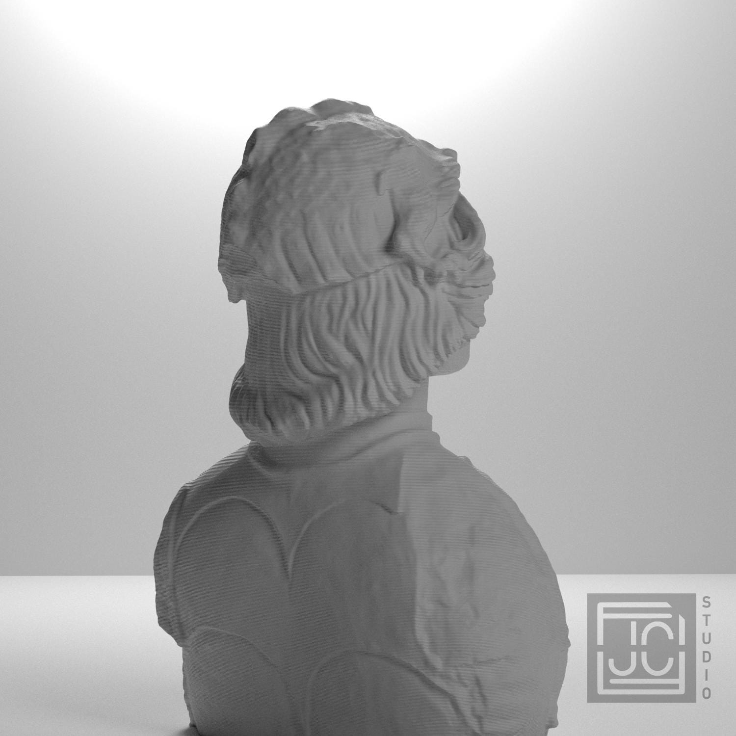 Helmet-Clad Figure with Relief Harness 3D Printed Museum Replica