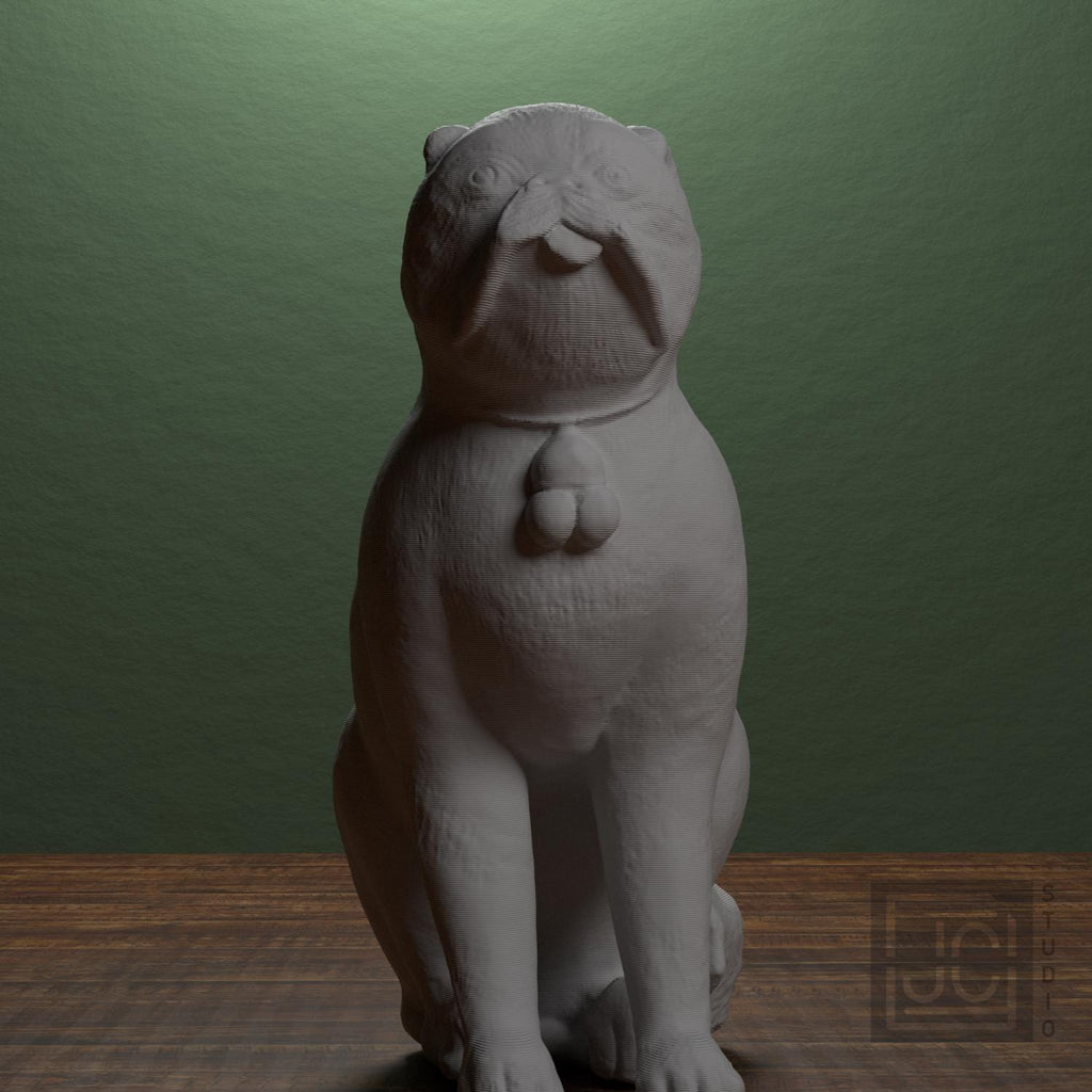 Chinese Porcelain Pug Dog A 3D Printed Collectible Sculpture