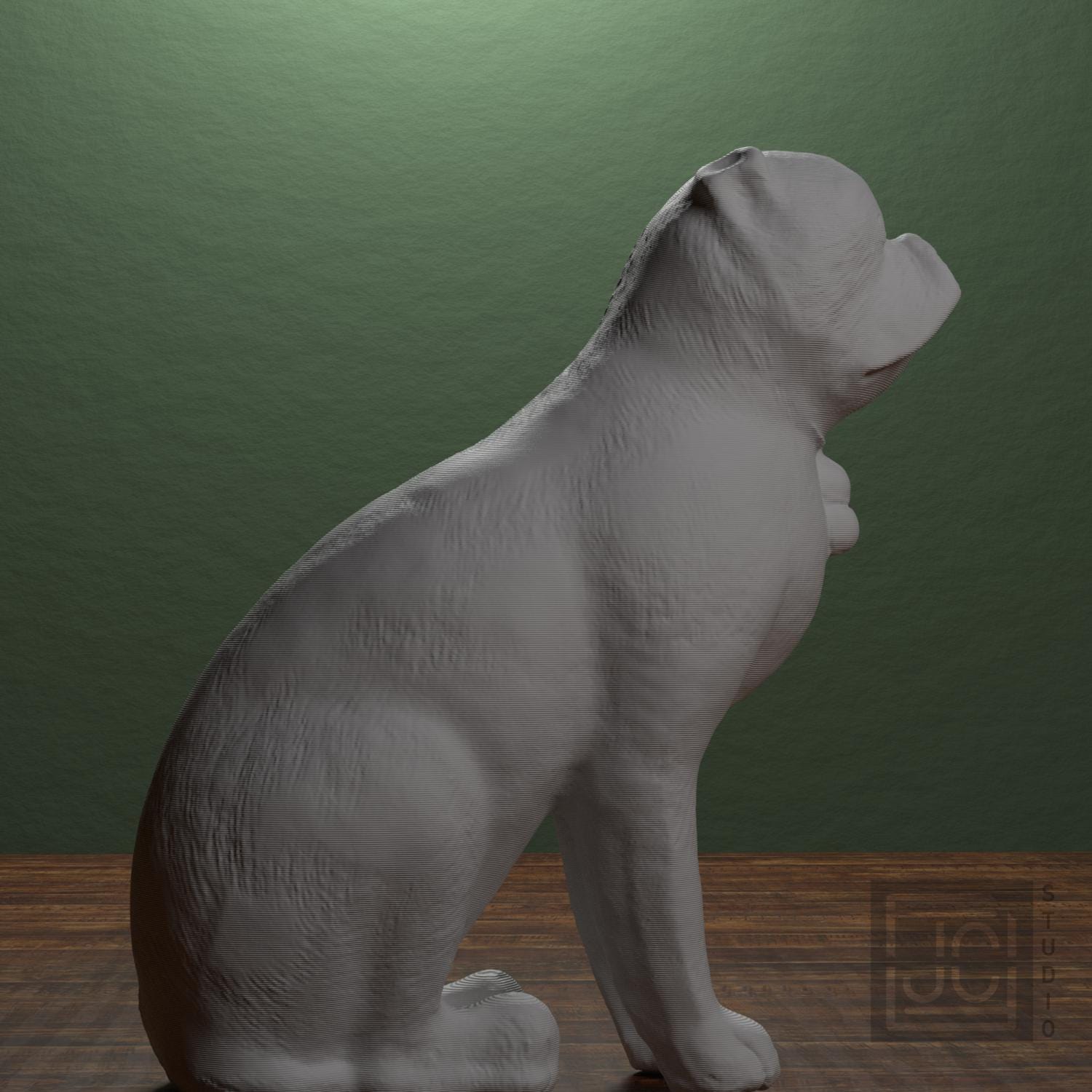 Chinese Porcelain Pug Dog A 3D Printed Collectible Sculpture