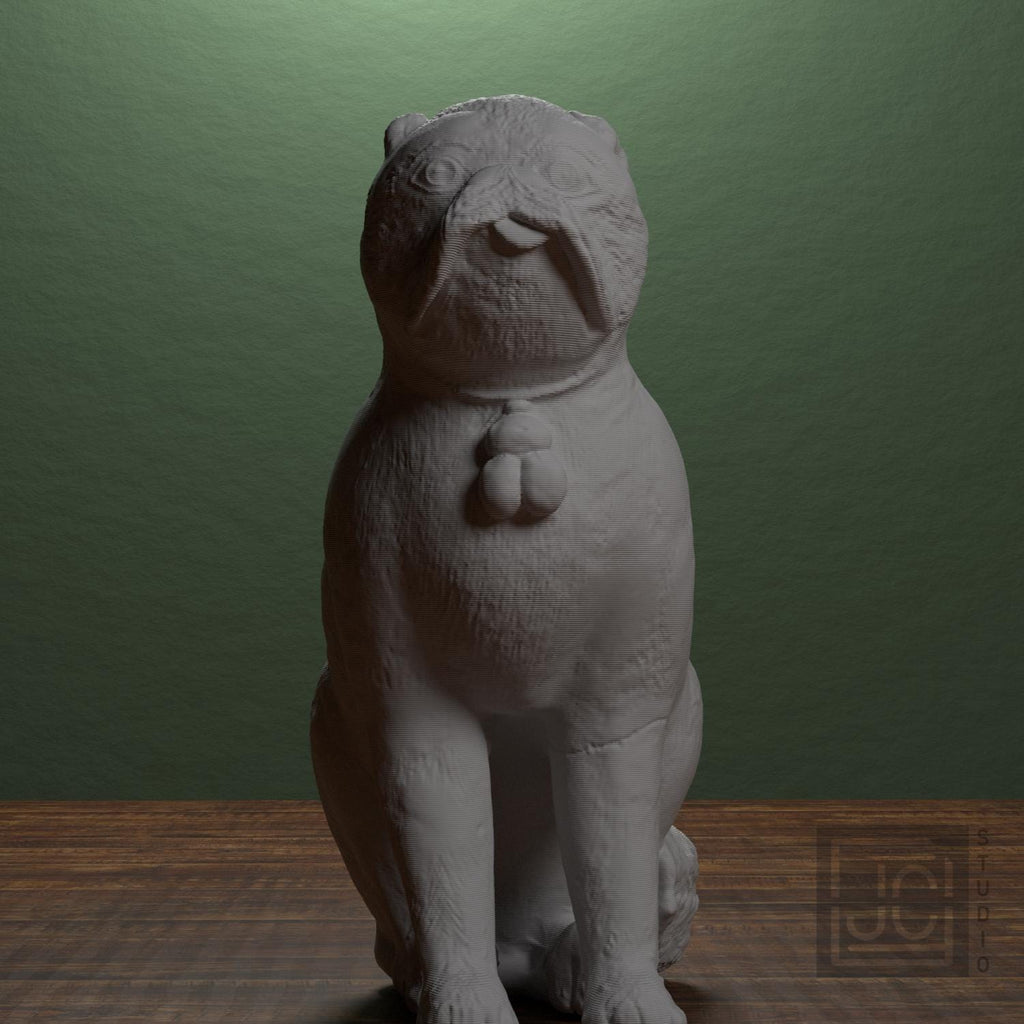 Chinese Porcelain Pug Dog B 3D Printed Collectible Sculpture