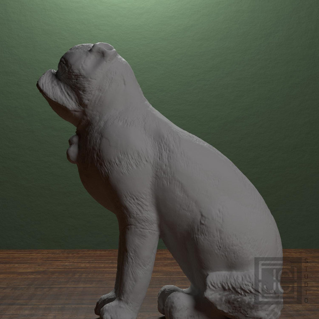 Chinese Porcelain Pug Dog B 3D Printed Collectible Sculpture
