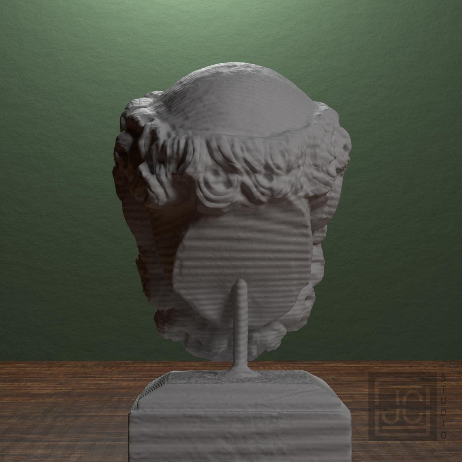 Head of a Bearded Man 3D Printed Museum Replica