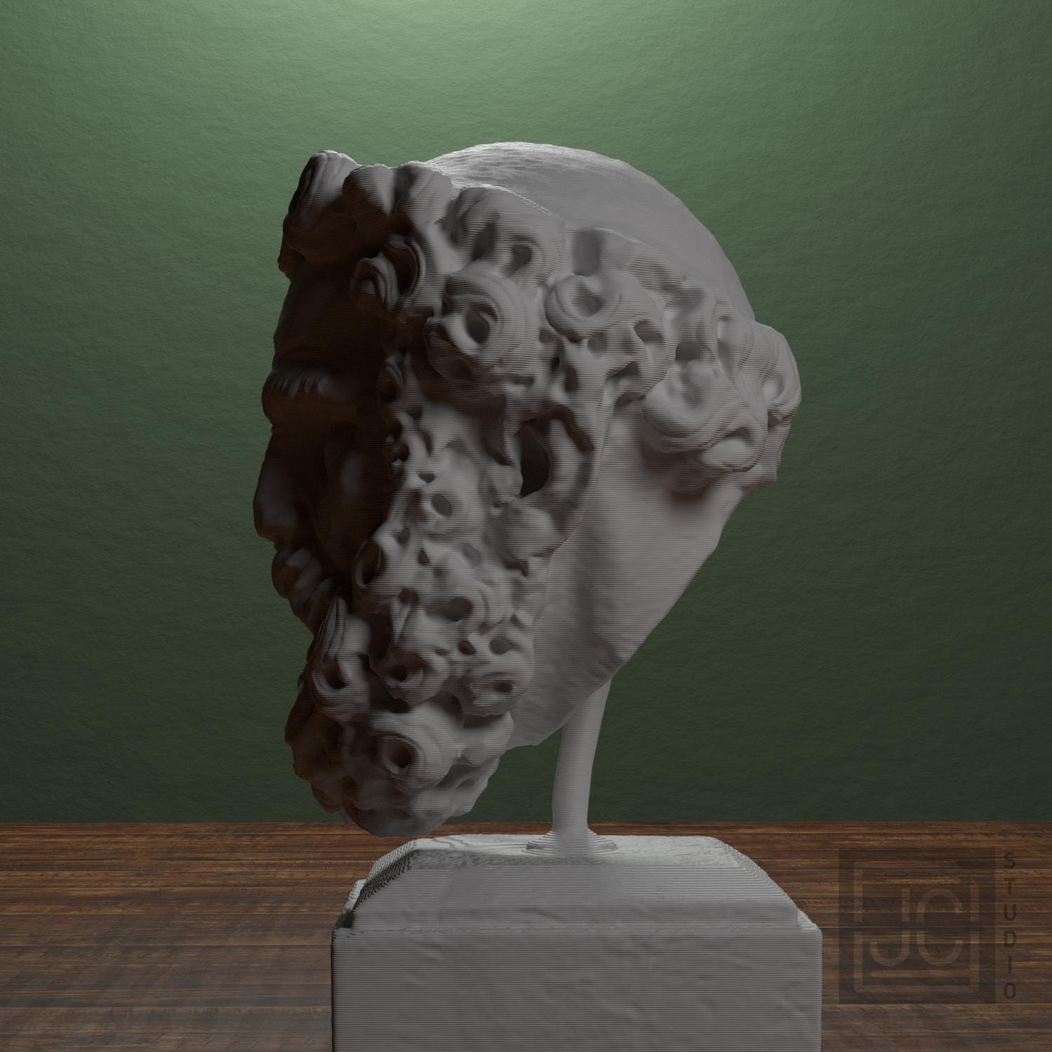 Head of a Bearded Man 3D Printed Museum Replica