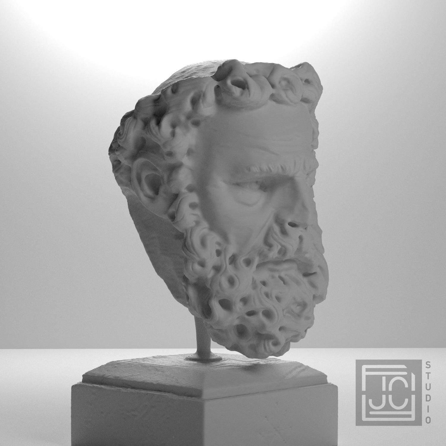 Head of a Bearded Man 3D Printed Museum Replica