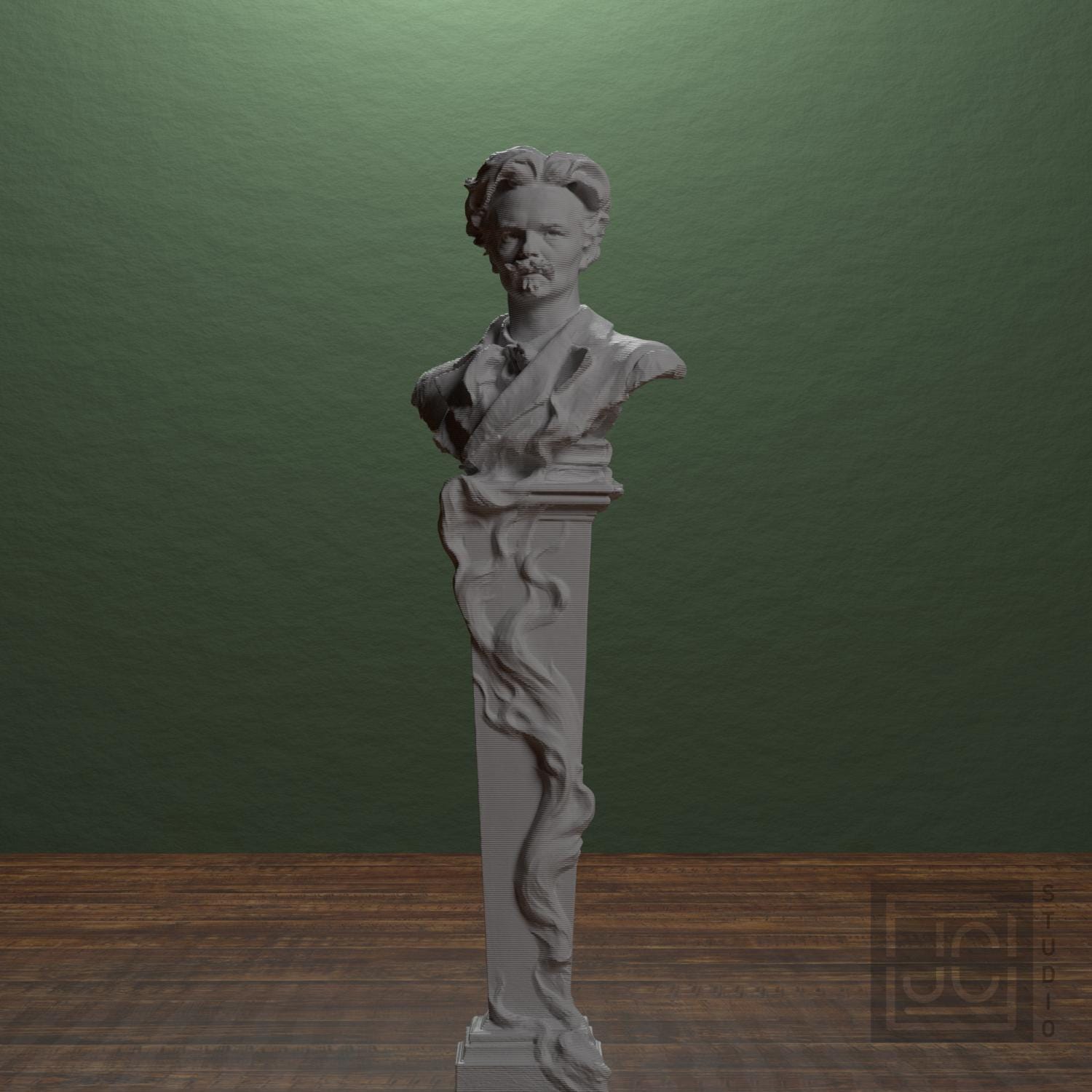 Portrait of August Strindberg 3D Printed Collectible Bust