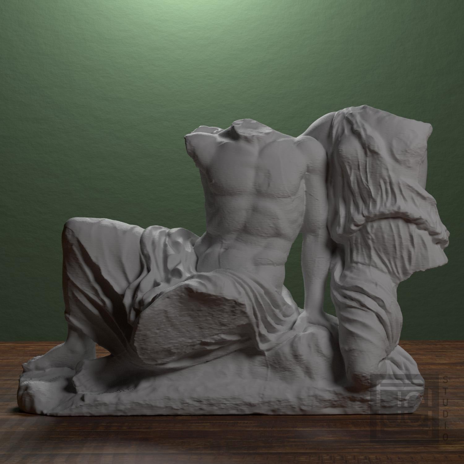 Cecrops and His Daughter Pandrosos 3D Printed Collectible Bust