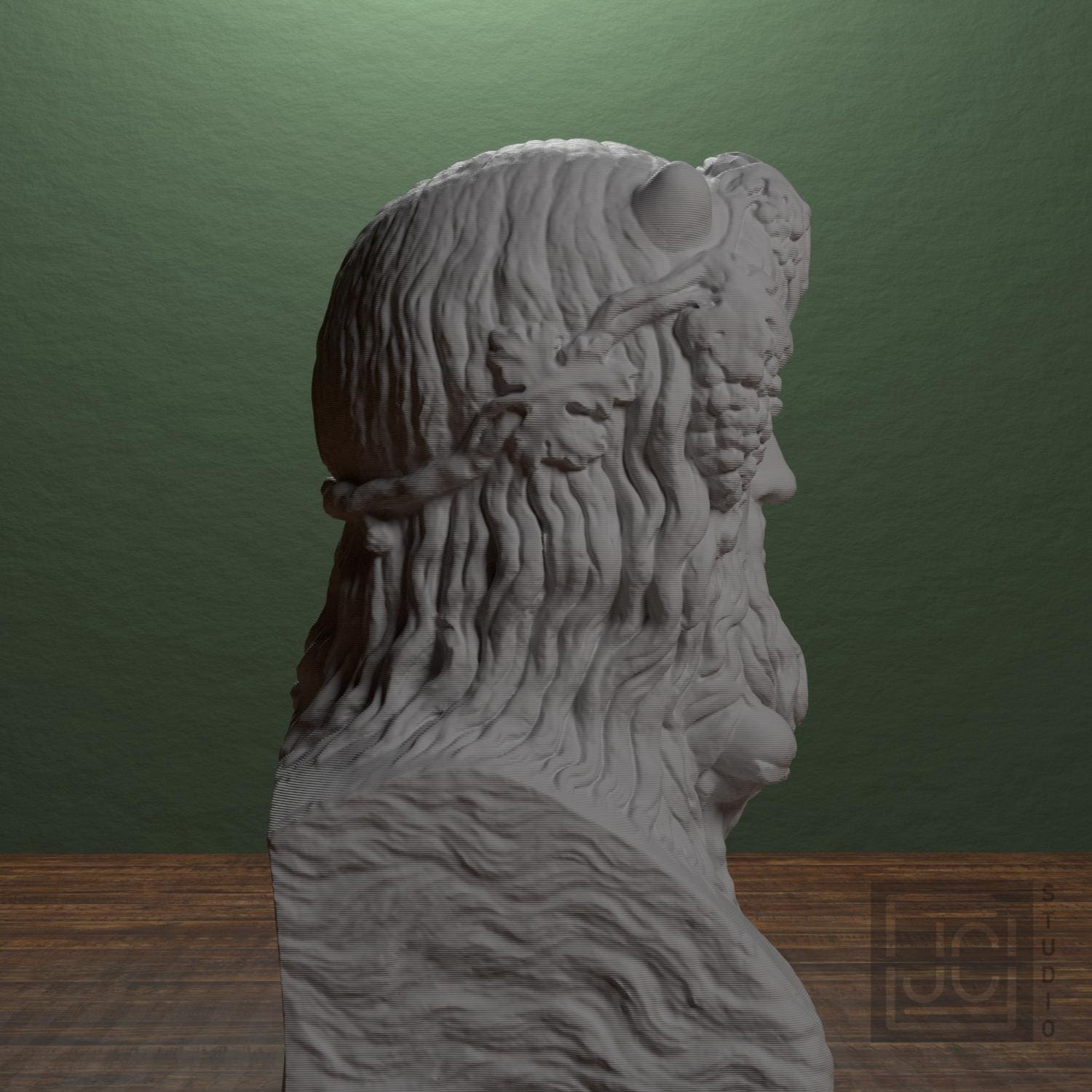 Horn-Crowned Sea Deity 3D Printed Museum Replica