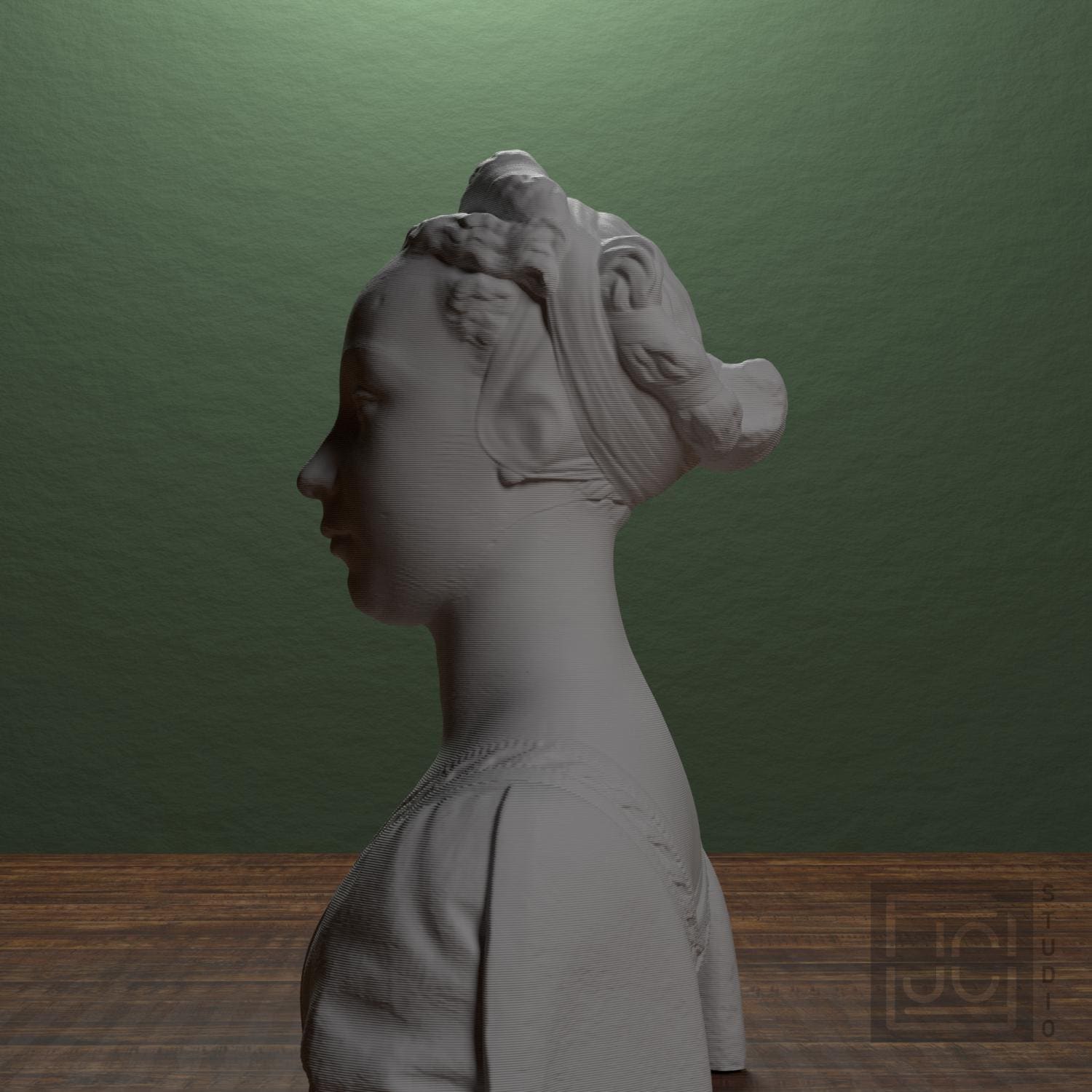 Portrait of a Young Woman 3D Printed Collectible Bust