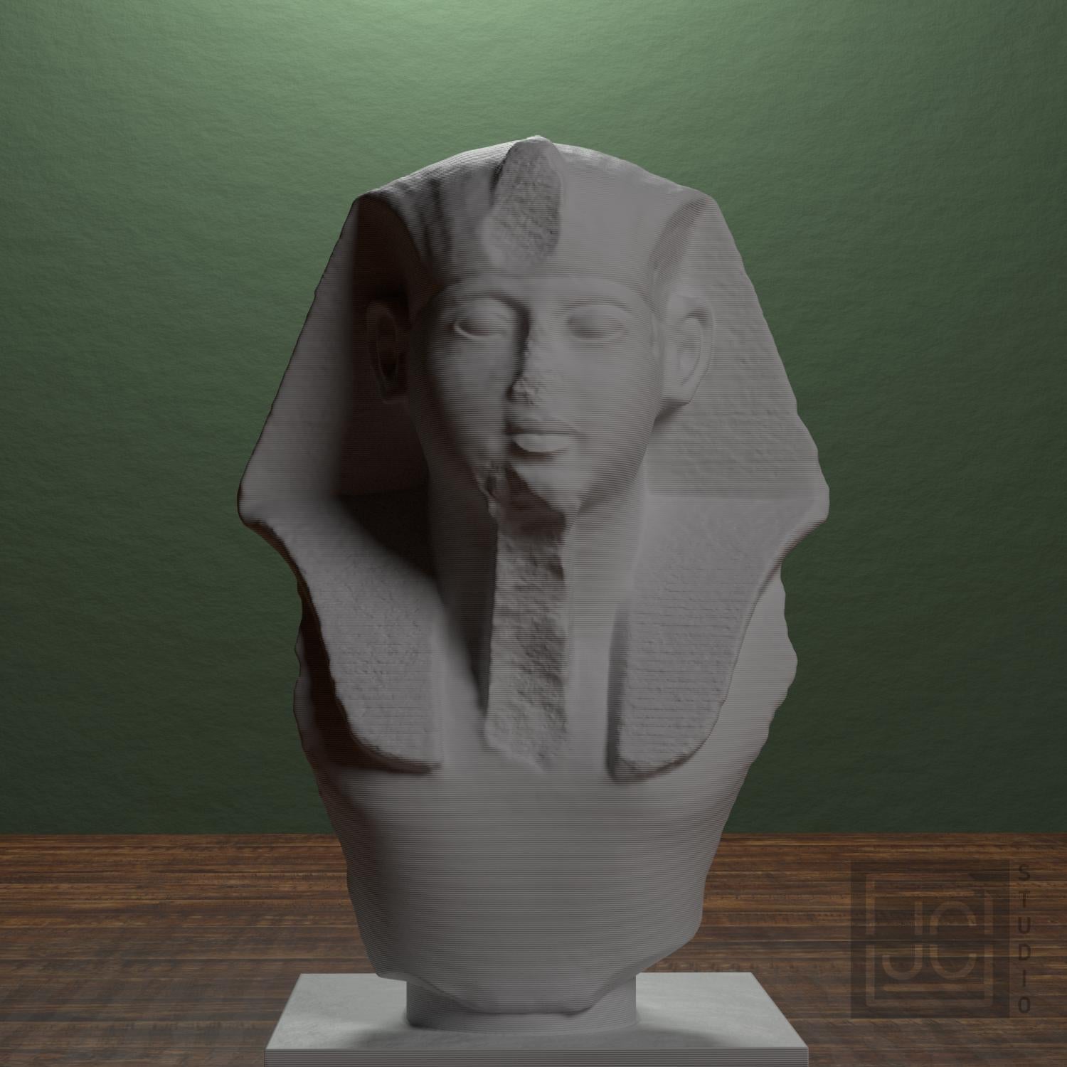 19th Dynasty Pharaoh Head 3D Printed Museum Replica