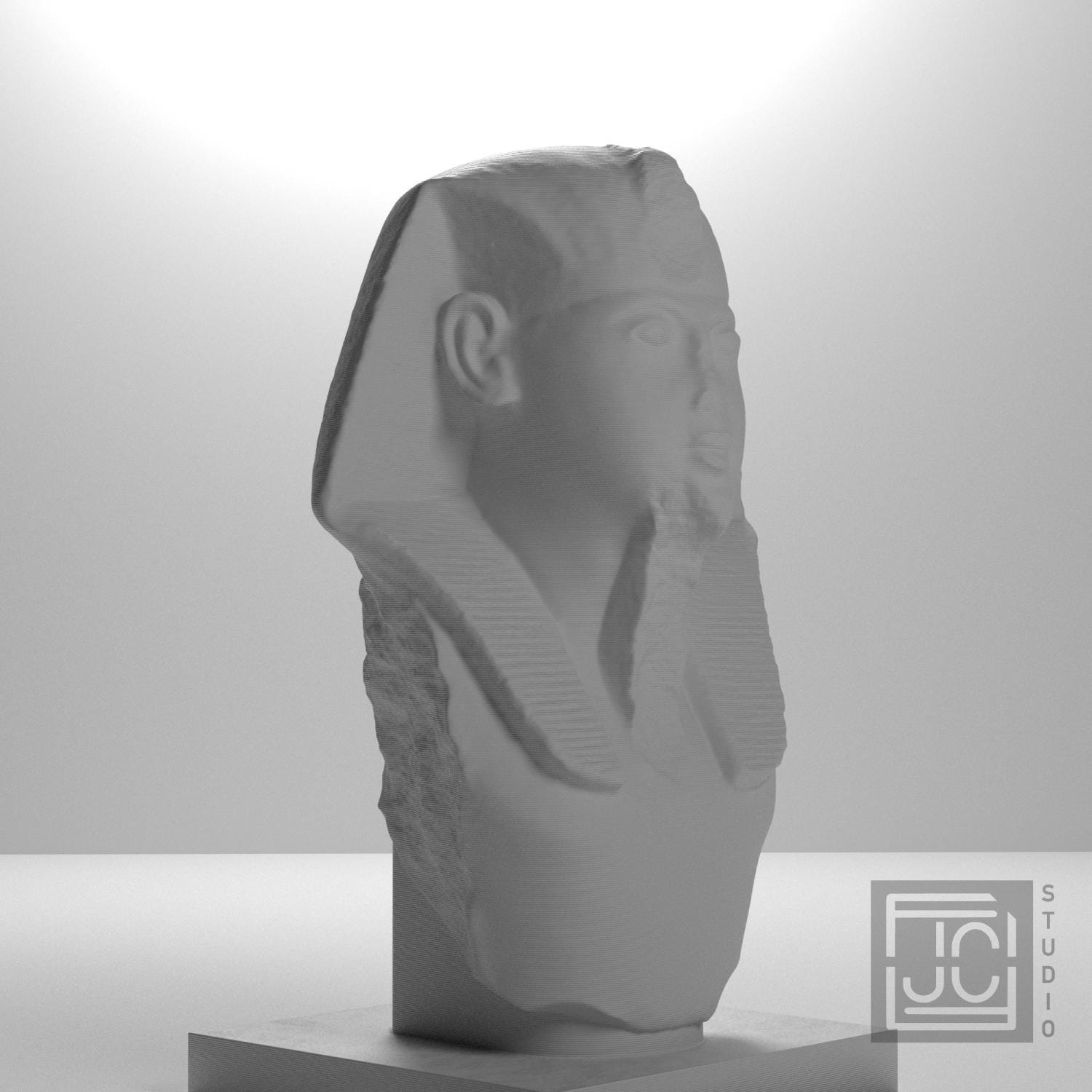 19th Dynasty Pharaoh Head 3D Printed Museum Replica