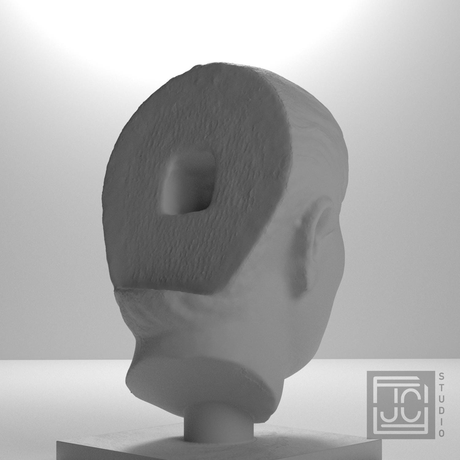 Young Man Head 3D Printed Museum Replica