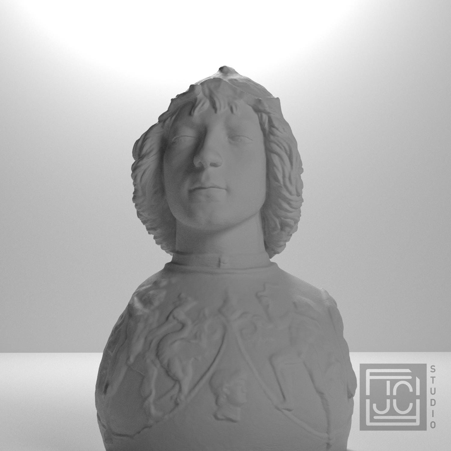 Helmet-Clad Figure with Relief Harness 3D Printed Museum Replica
