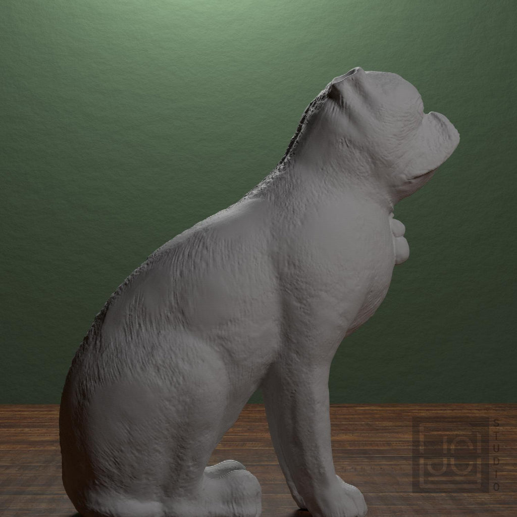 Chinese Porcelain Pug Dog B 3D Printed Collectible Sculpture
