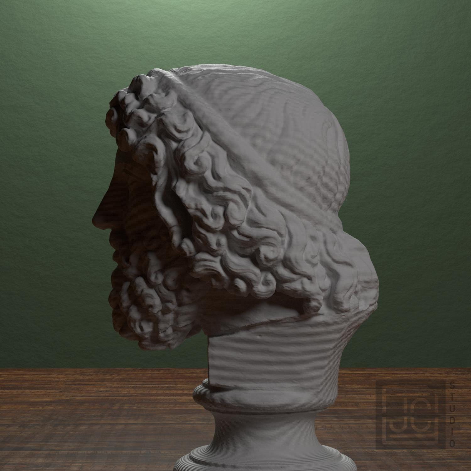 Bearded Zeus 3D Printed Collectible Bust