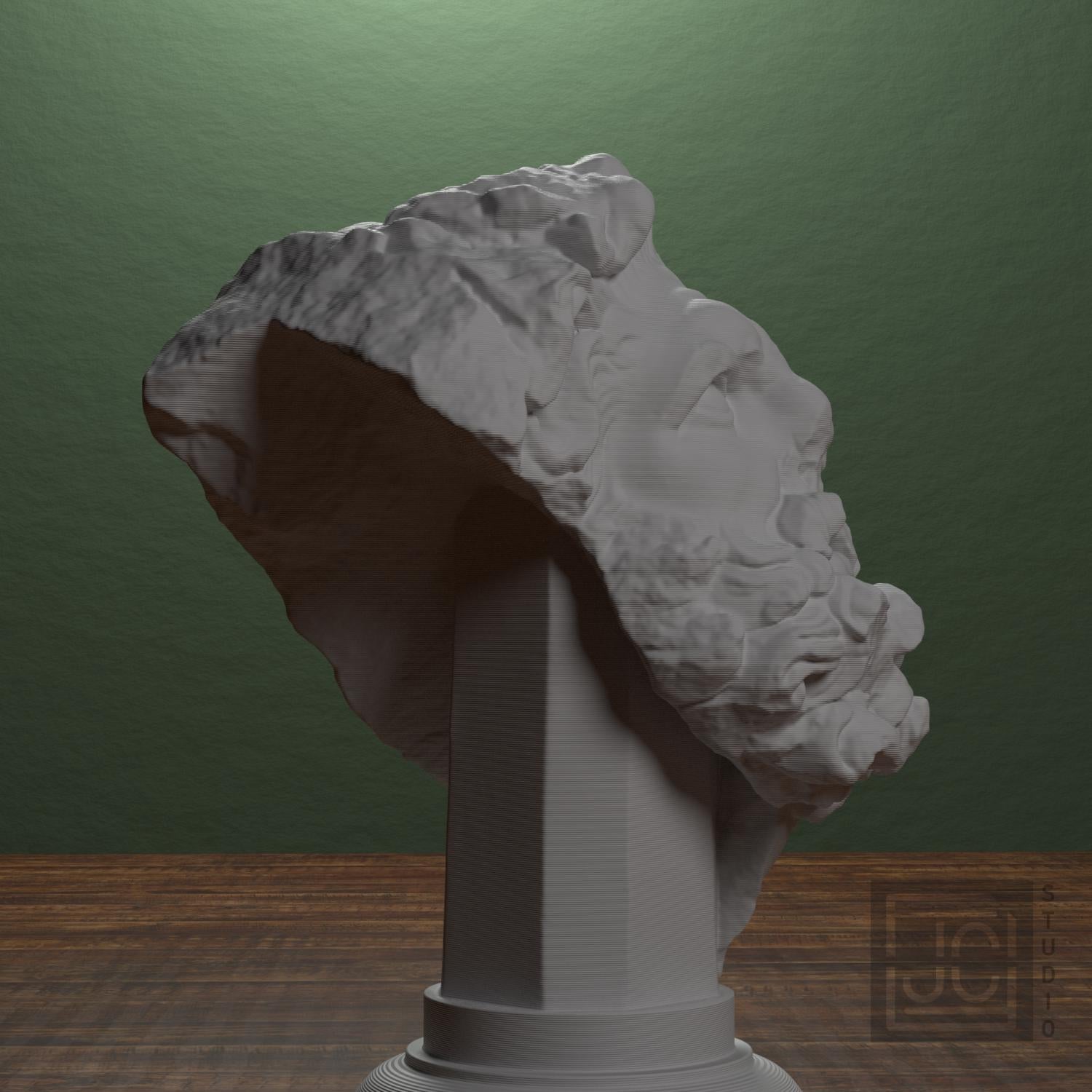 Head of a Giant 3D Printed Museum Replica