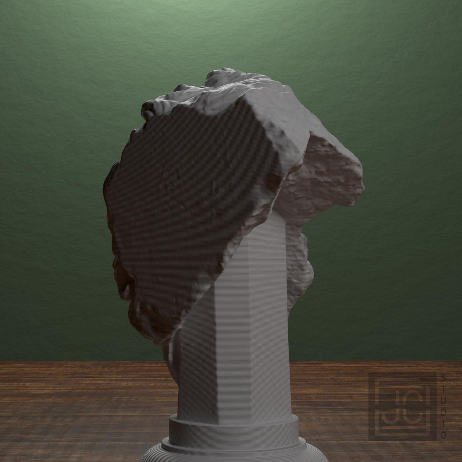 Head of a Giant 3D Printed Museum Replica