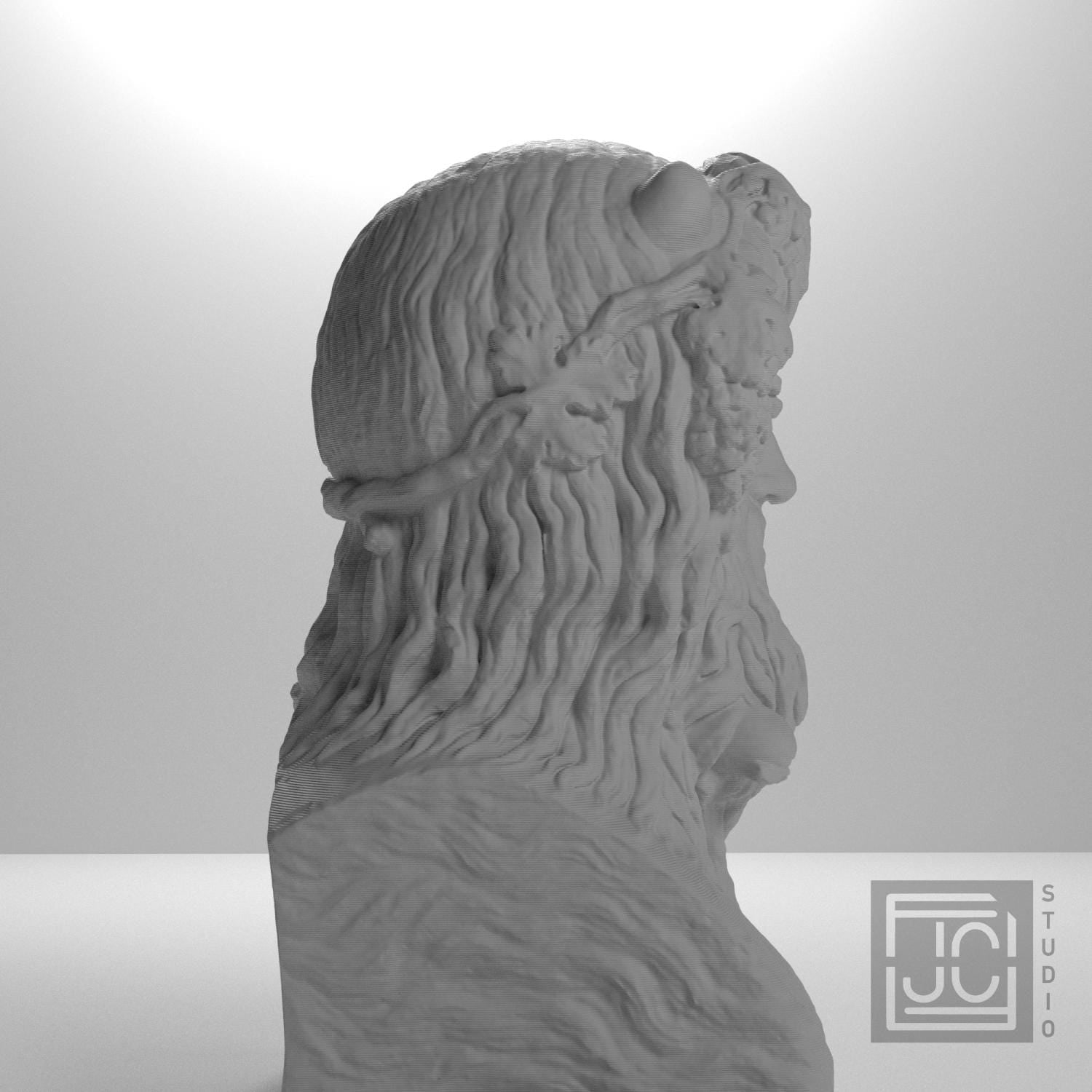 Horn-Crowned Sea Deity 3D Printed Museum Replica