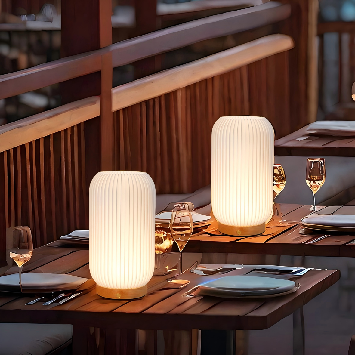 Rechargeable Ribbed Table Lamp