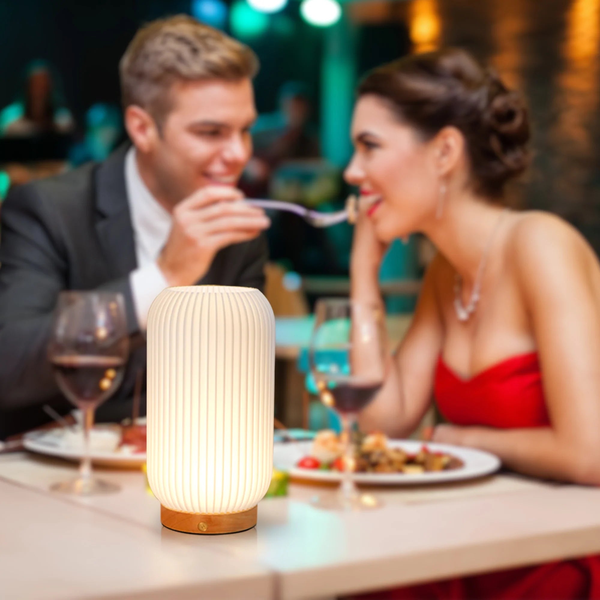 Rechargeable Ribbed Table Lamp