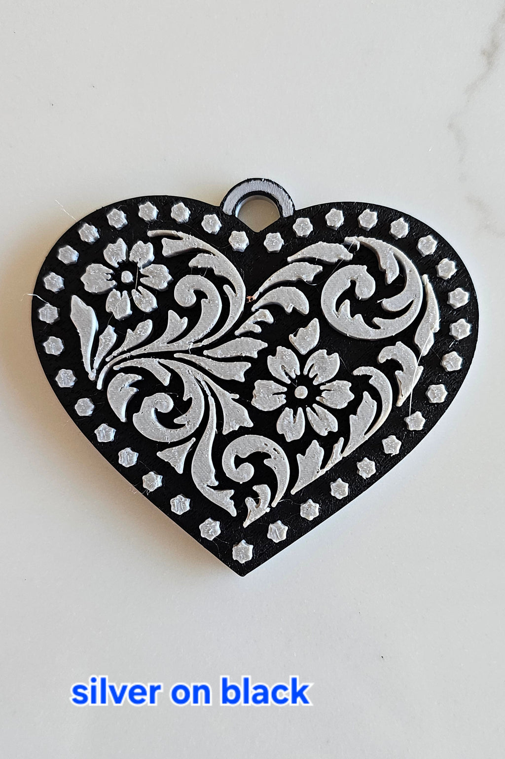 3D Printed Western Heart Keychain or Purse Charm